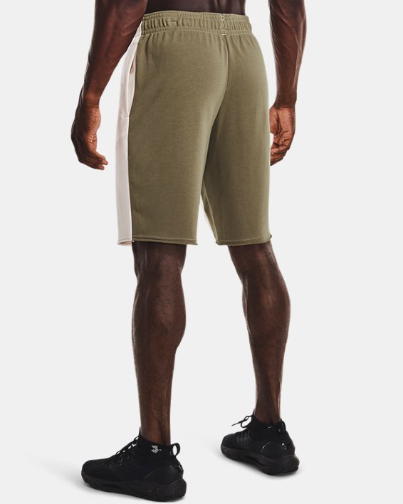 Men's UA Rival Terry Colorblock Shorts, Green, pdpMainDesktop image number 1